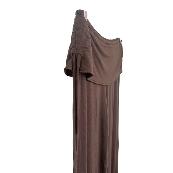 Jayli Brown Wide-Leg Rayon Pants With Fold-Over Waistband - Picture 3 of 7